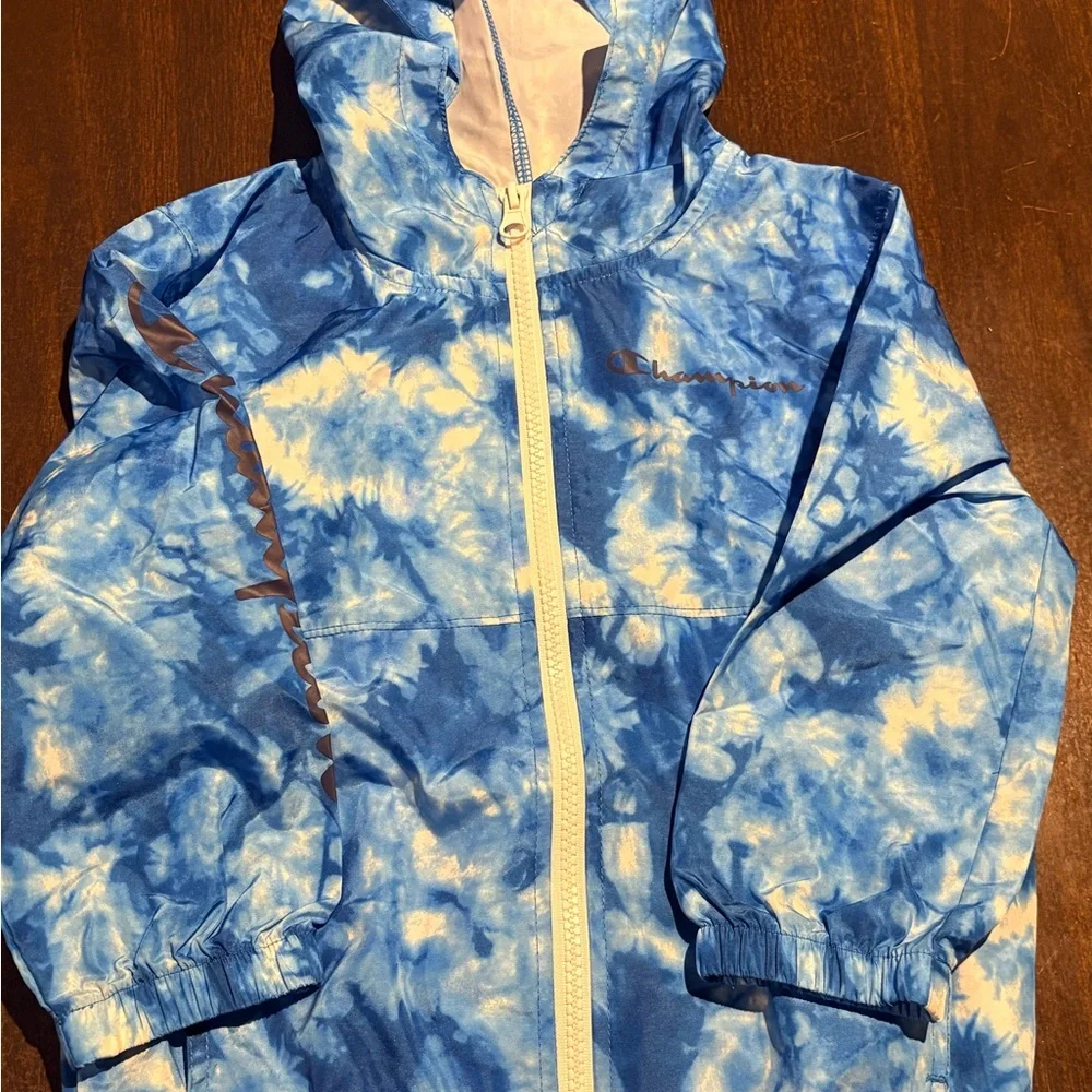 Champion Kids Blue & White Tie-Dye Hooded Raincoat